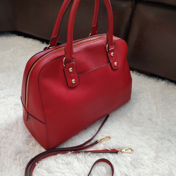 MICHAEL KORS Large Saffiano Leather Satchel Red - Picture 9 of 16